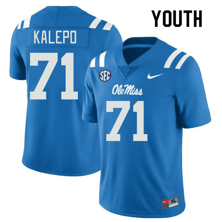 Youth #71 Nate Kalepo Ole Miss Rebels College Football Jerseys Stitched-Power Blue